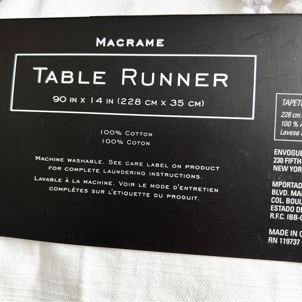 🤍MACRAME TABLE RUNNER DOUBLE FRINGE - Picture 6 of 6